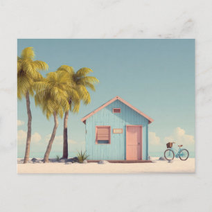 Minimalistische Strandhütte Küstenkunst Postkarte