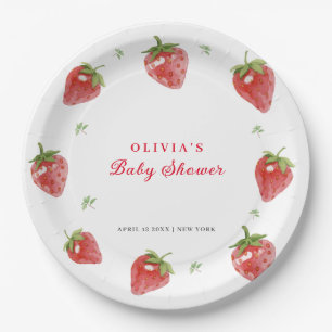 Minimalistische Strawberry Sweet Girl Baby Dusche Pappteller