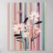 Minimalistische Streifen Blume Modernes Poster (Vorne)