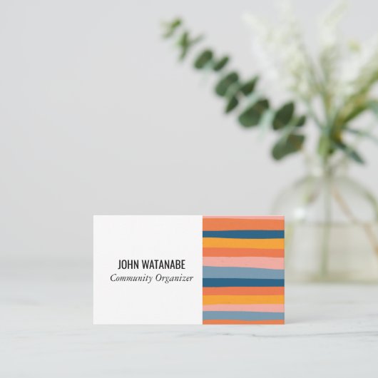Minimalistische Streifen handgefertigt Visitenkarte (Stehend Vorderseite)