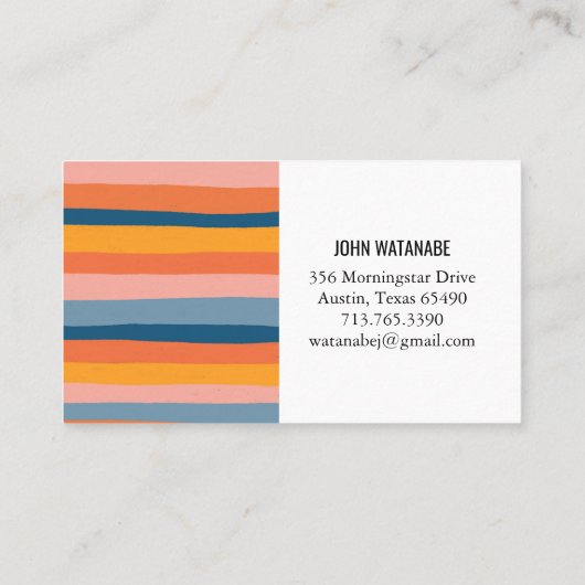 Minimalistische Streifen handgefertigt Visitenkarte (Rückseite)
