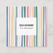 Minimalistische Streifen mit abgeschrägter Oberflä Quadratische Visitenkarte (Vorderseite)