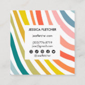 Minimalistische Streifen mit Regenbogen Farbige so Quadratische Visitenkarte (Rückseite)