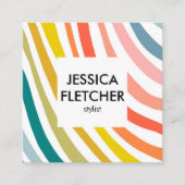 Minimalistische Streifen mit Regenbogen Farbige so Quadratische Visitenkarte (Vorderseite)
