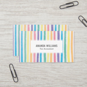 Minimalistische Streifen mit Regenbogen Handmade-V Visitenkarte