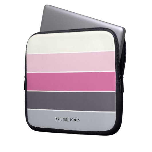 Minimalistische Streifen Personalisiert Laptopschutzhülle (Vorderseite Links)