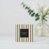 Minimalistische Streifen Retro QR Code Bäckerei Quadratische Visitenkarte (Stehend Vorderseite)