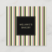 Minimalistische Streifen Retro QR Code Bäckerei Quadratische Visitenkarte (Vorderseite)