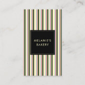 Minimalistische Streifen Retro QR Code Bäckerei Visitenkarte (Vorderseite)
