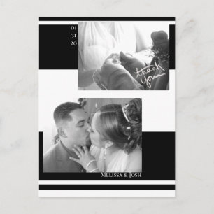 Minimalistische Streifen Schwarz-Weiß-Hochzeit Postkarte