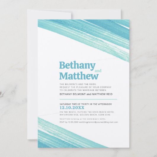 Minimalistische Striche mit Aquarellfarbe Einladung (Vorderseite)
