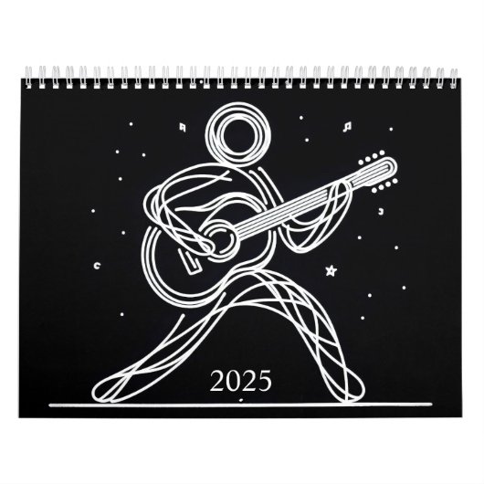 Minimalistische Strichmännchen Gitarre 2025 Kalender (Titelbild)