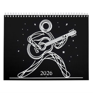 Minimalistische Strichmännchen spielen Gitarre 202 Kalender