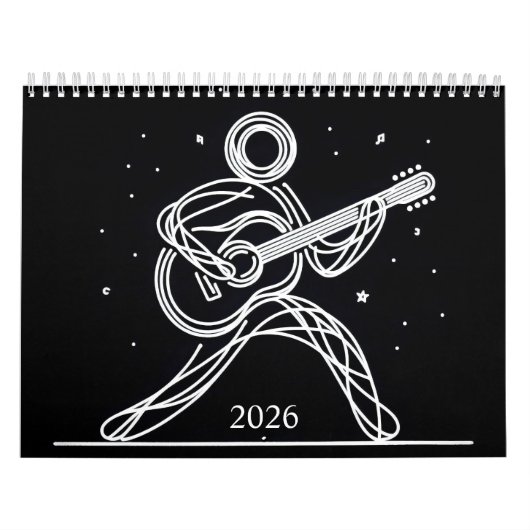 Minimalistische Strichmännchen spielen Gitarre 202 Kalender (Titelbild)