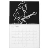 Minimalistische Strichmännchen spielen Gitarre 202 Kalender (Mär 2027)