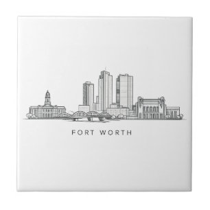 Minimalistische Strichzeichnung der Skyline von Fo Fliese