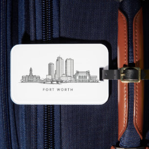 Minimalistische Strichzeichnung der Skyline von Fo Gepäckanhänger