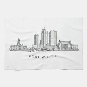 Minimalistische Strichzeichnung der Skyline von Fo Geschirrtuch