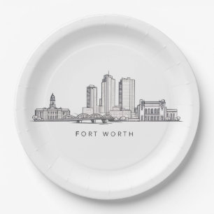 Minimalistische Strichzeichnung der Skyline von Fo Pappteller