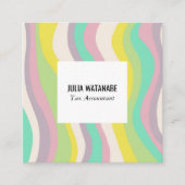 Minimalistische Strickwellen in weichem Pastellton Quadratische Visitenkarte (Vorderseite)