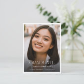 Minimalistische Stylish Foto Graduation Party Einladungspostkarte (Stehend Vorderseite)