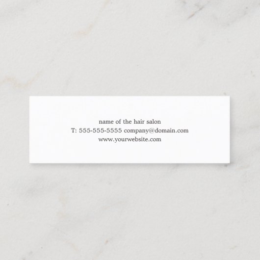 Minimalistische Stylistin aus Schwarz und Weiß Mini Visitenkarte (Rückseite)