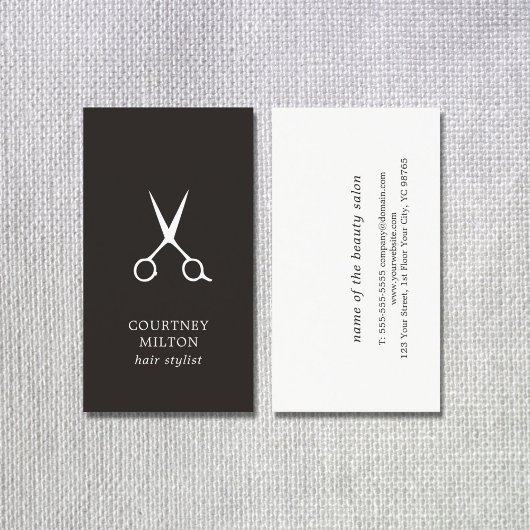 Minimalistische Stylistin aus Schwarz und Weiß Visitenkarte