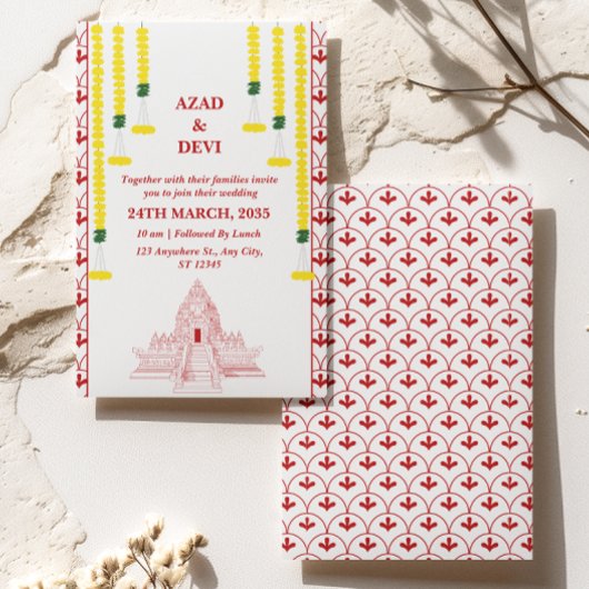 Minimalistische südindische Hochzeit Einladung