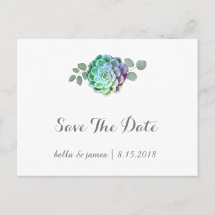 Minimalistische Sukkulationen Save the Date Postka Ankündigungspostkarte