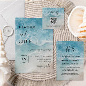 Minimalistische Summer Beach Hochzeit in Urlaubsor Einladung