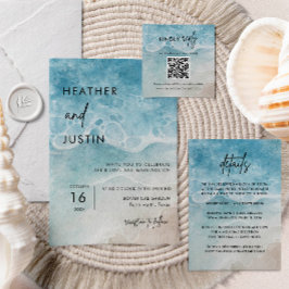 Minimalistische Summer Beach Hochzeit in Urlaubsor Einladung