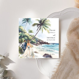 Minimalistische Summer Beach Hochzeit in Urlaubsor Einladung