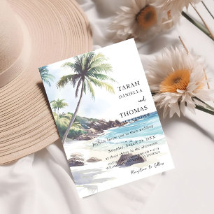 Minimalistische Summer Beach Hochzeit in Urlaubsor Einladung