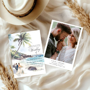 Minimalistische Summer Beach Hochzeit in Urlaubsor Einladung