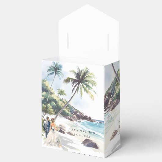Minimalistische Summer Beach Hochzeit in Urlaubsor Geschenkschachtel (Geöffnet)