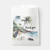 Minimalistische Summer Beach Hochzeit in Urlaubsor Geschenktütchen (Vorderseite)