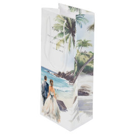 Minimalistische Summer Beach Hochzeit in Urlaubsor Geschenktüte Für Weinflaschen