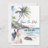 Minimalistische Summer Beach Hochzeit in Urlaubsor Save The Date (Vorderseite)
