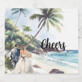 Minimalistische Summer Beach Hochzeit in Urlaubsor Schaumweinetikett (Einzelnes Label)