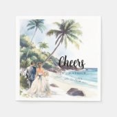 Minimalistische Summer Beach Hochzeit in Urlaubsor Serviette (Vorderseite)