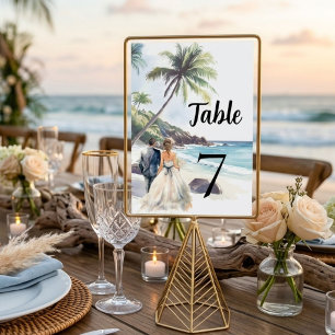 Minimalistische Summer Beach Hochzeit in Urlaubsor Tischnummer