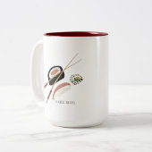 Minimalistische Sushi-Rolls-Sake & Chopsticks Zweifarbige Tasse (Vorderseite Links)