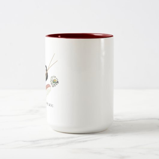Minimalistische Sushi-Rolls-Sake & Chopsticks Zweifarbige Tasse (Mittel)