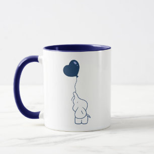 Minimalistische süße Elefant-Herz-Ballon-Kunst Tasse