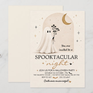 Minimalistische süße Geister-Halloween-Party-Einla Einladung
