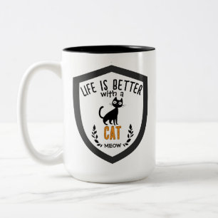 Minimalistische süße Katze-Typografie Katzenliebha Zweifarbige Tasse