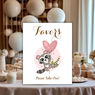 Minimalistische süße Waschbär-Baby-Party-Geschenke Poster