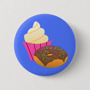 Minimalistische Süßigkeiten - Cupcake und Donut Ca Button