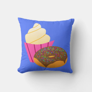 Minimalistische Süßigkeiten - Cupcake und Donut Ca Kissen