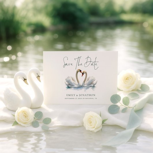Minimalistische Swan Script Wedding Save The Date